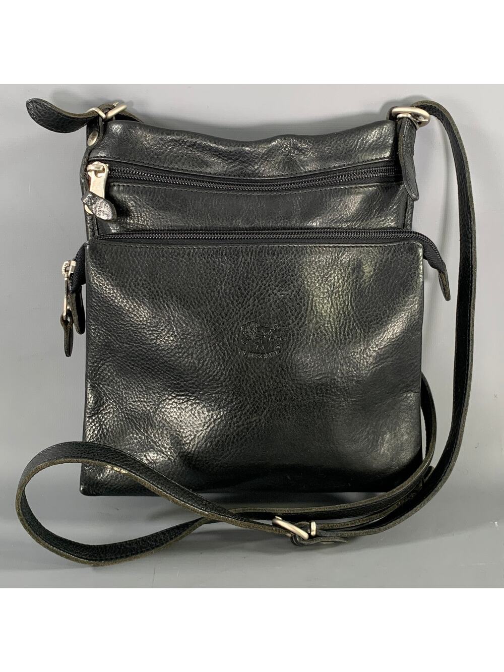 IL BISONTE Black Cowhide Leather Cross Body Handbag & Leather Goods